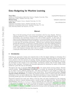 Data Budgeting for Machine Learning