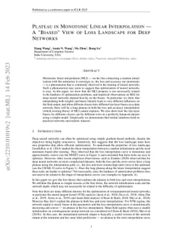 Plateau in Monotonic Linear Interpolation -- A "Biased" View of Loss
  Landscape for Deep Networks