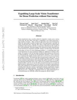 Expediting Large-Scale Vision Transformer for Dense Prediction without
  Fine-tuning
