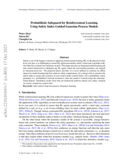 Probabilistic Safeguard for Reinforcement Learning Using Safety Index
  Guided Gaussian Process Models