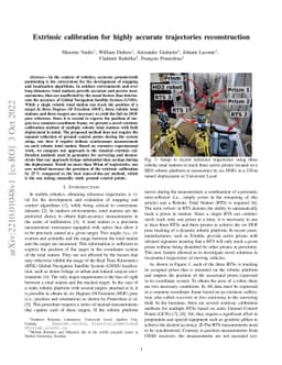 Extrinsic calibration for highly accurate trajectories reconstruction