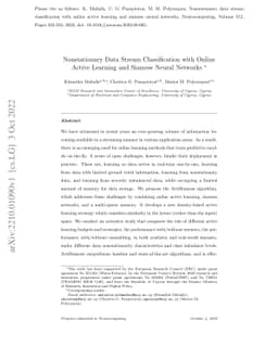 Nonstationary data stream classification with online active learning and
  siamese neural networks