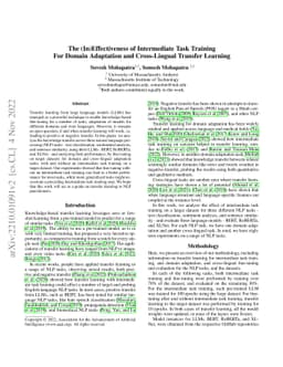 The (In)Effectiveness of Intermediate Task Training For Domain
  Adaptation and Cross-Lingual Transfer Learning