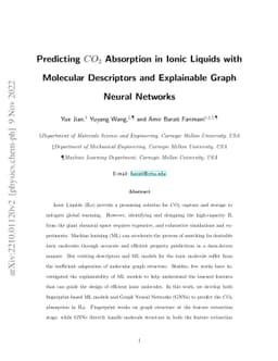 Predicting CO$_2$ Absorption in Ionic Liquids with Molecular Descriptors
  and Explainable Graph Neural Networks