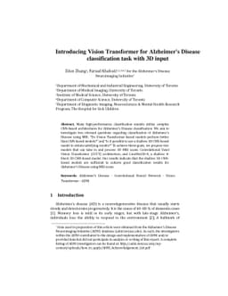 Introducing Vision Transformer for Alzheimer's Disease classification
  task with 3D input
