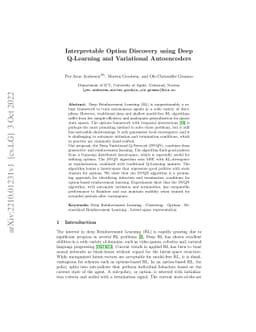 Interpretable Option Discovery using Deep Q-Learning and Variational
  Autoencoders