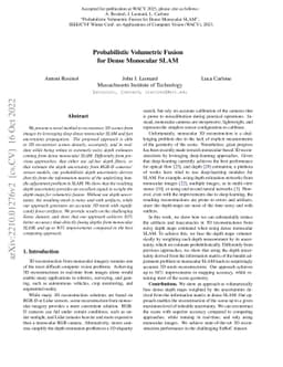 Probabilistic Volumetric Fusion for Dense Monocular SLAM