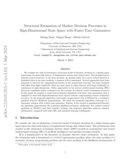 Structural Estimation of Markov Decision Processes in High-Dimensional
  State Space with Finite-Time Guarantees