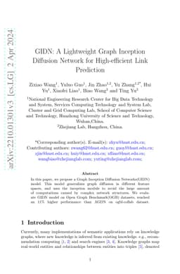 GIDN: A Lightweight Graph Inception Diffusion Network for High-efficient
  Link Prediction
