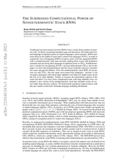 The Surprising Computational Power of Nondeterministic Stack RNNs