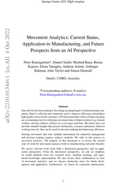 Movement Analytics: Current Status, Application to Manufacturing, and
  Future Prospects from an AI Perspective