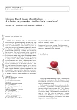 Distance Based Image Classification: A solution to generative
  classification's conundrum?