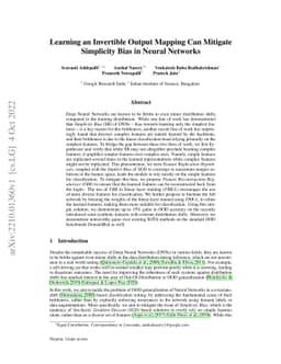 Learning an Invertible Output Mapping Can Mitigate Simplicity Bias in
  Neural Networks