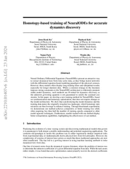 Homotopy-based training of NeuralODEs for accurate dynamics discovery