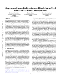 OrderlessChain: Do Permissioned Blockchains Need Total Global Order of
  Transactions?