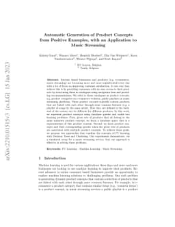 Automatic Generation of Product Concepts from Positive Examples, with an
  Application to Music Streaming
