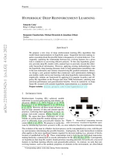 Hyperbolic Deep Reinforcement Learning