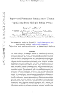 Supervised Parameter Estimation of Neuron Populations from Multiple
  Firing Events
