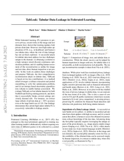 TabLeak: Tabular Data Leakage in Federated Learning