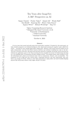 Ten Years after ImageNet: A 360° Perspective on AI