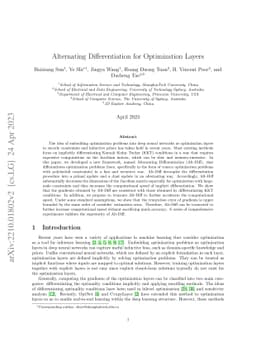 Alternating Differentiation for Optimization Layers