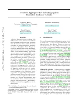 Invariant Aggregator for Defending against Federated Backdoor Attacks