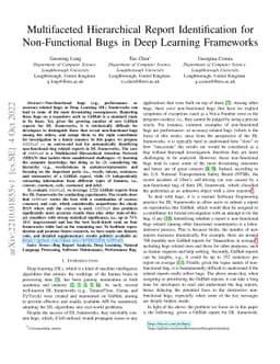 Multifaceted Hierarchical Report Identification for Non-Functional Bugs
  in Deep Learning Frameworks