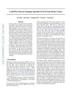A Self-Play Posterior Sampling Algorithm for Zero-Sum Markov Games