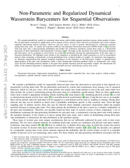 Nonparametric and Regularized Dynamical Wasserstein Barycenters for
  Sequential Observations