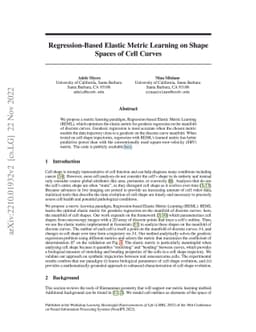 Regression-Based Elastic Metric Learning on Shape Spaces of Elastic
  Curves
