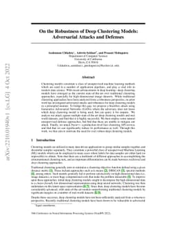 On the Robustness of Deep Clustering Models: Adversarial Attacks and
  Defenses