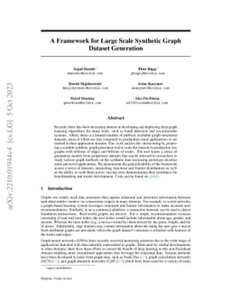A Framework for Large Scale Synthetic Graph Dataset Generation