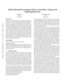 Split Federated Learning on Micro-controllers: A Keyword Spotting
  Showcase