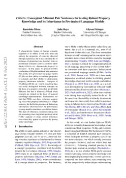 COMPS: Conceptual Minimal Pair Sentences for testing Robust Property
  Knowledge and its Inheritance in Pre-trained Language Models
