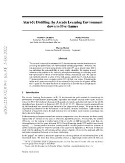 Atari-5: Distilling the Arcade Learning Environment down to Five Games