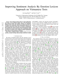 Improving Sentiment Analysis By Emotion Lexicon Approach on Vietnamese
  Texts