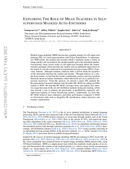 Exploring The Role of Mean Teachers in Self-supervised Masked
  Auto-Encoders
