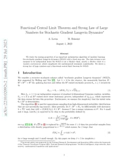 Functional Central Limit Theorem and Strong Law of Large Numbers for
  Stochastic Gradient Langevin Dynamics