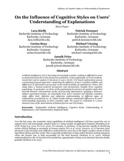 On the Influence of Cognitive Styles on Users' Understanding of
  Explanations