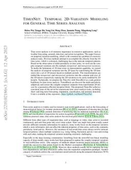 TimesNet: Temporal 2D-Variation Modeling for General Time Series
  Analysis