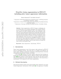 PriorNet: lesion segmentation in PET-CT including prior tumor appearance
  information