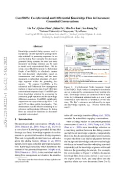 CorefDiffs: Co-referential and Differential Knowledge Flow in Document
  Grounded Conversations