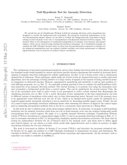 Null Hypothesis Test for Anomaly Detection