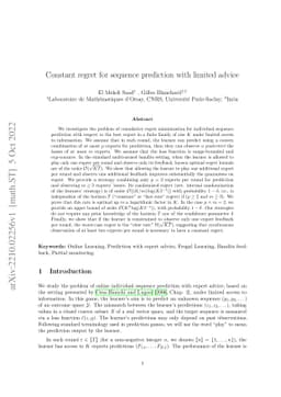 Constant regret for sequence prediction with limited advice
