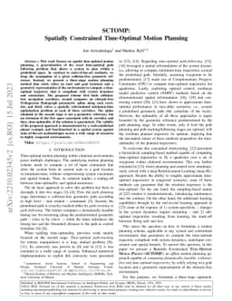 SCTOMP: Spatially Constrained Time-Optimal Motion Planning