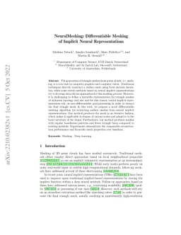 NeuralMeshing: Differentiable Meshing of Implicit Neural Representations