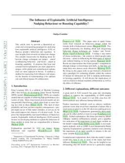 The Influence of Explainable Artificial Intelligence: Nudging Behaviour
  or Boosting Capability?