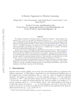 A Fourier Approach to Mixture Learning