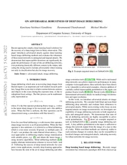 On Adversarial Robustness of Deep Image Deblurring