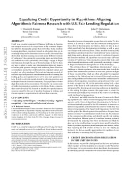 Equalizing Credit Opportunity in Algorithms: Aligning Algorithmic
  Fairness Research with U.S. Fair Lending Regulation